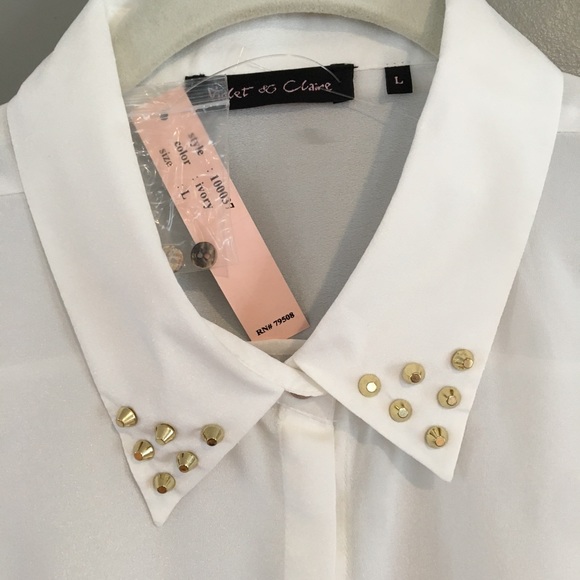 Violet & Claire sheer ivory studded blouse NWT - Picture 2 of 5